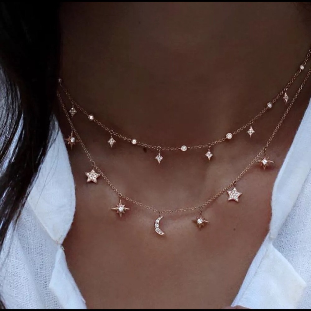 🌙NWT Ladies Gold Stars & Moon Choker